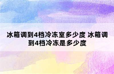 冰箱调到4档冷冻室多少度 冰箱调到4档冷冻是多少度